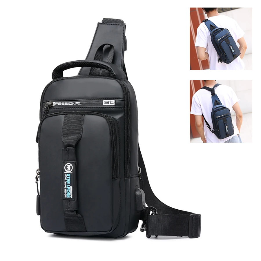 Рабочая сумка мессенджер USB аккумуляторная велосипедная нагрудная короткая