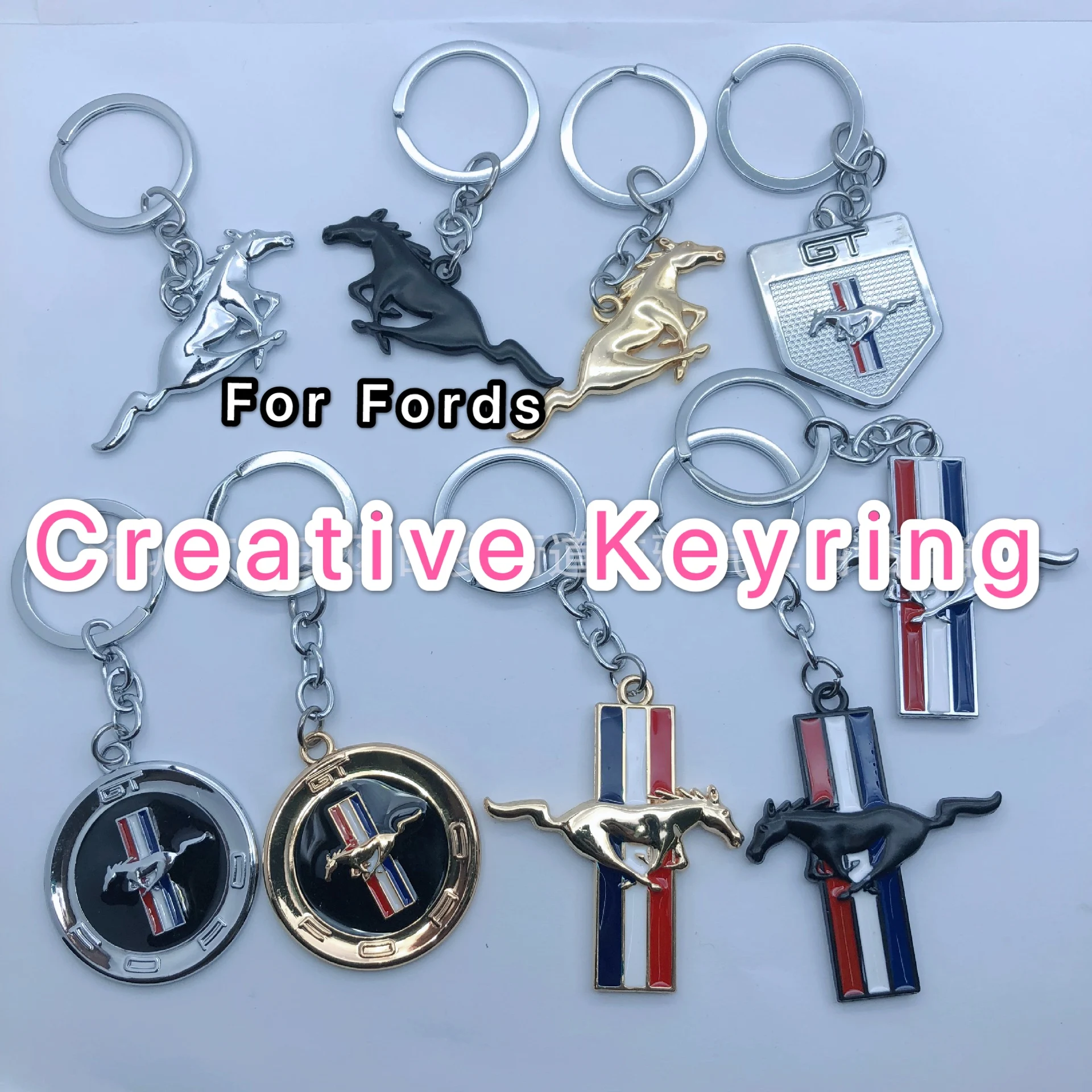 Металлический 3d-брелок для автомобиля брелок с эмблемой бегущей лошади ключей Ford