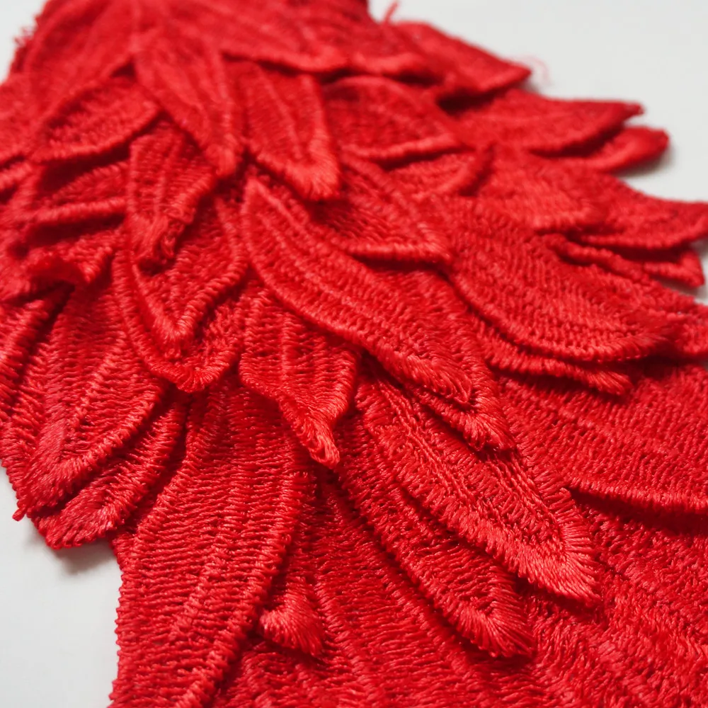 2 шт. красная вышитая аппликация в виде крыла ангела вышитый цветок воротник