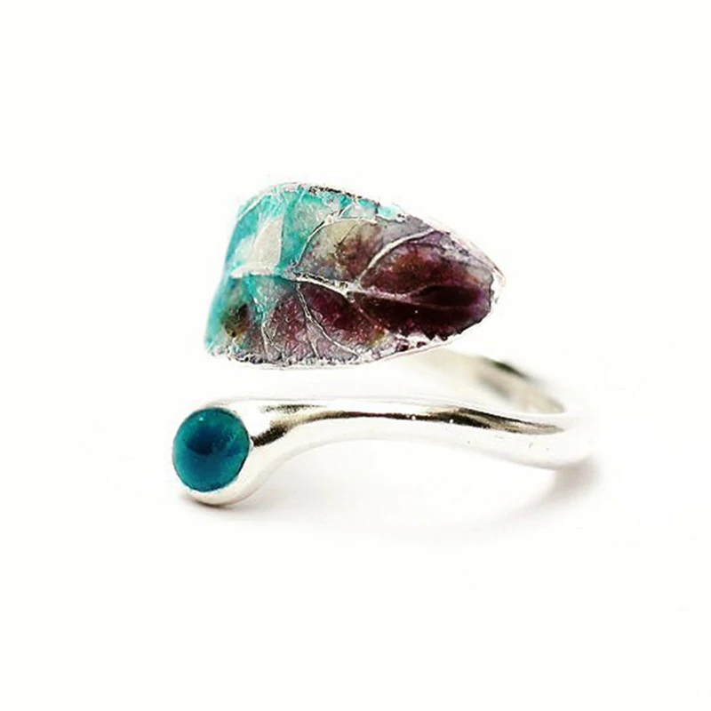 Модные большие зеленые коричневые кольца с листьями для женщин винтажные