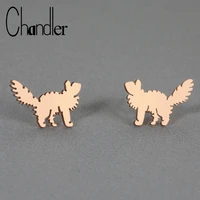 chandler stainless steel gold color plated cute breed cat stud earring for girls bridesmaid pet