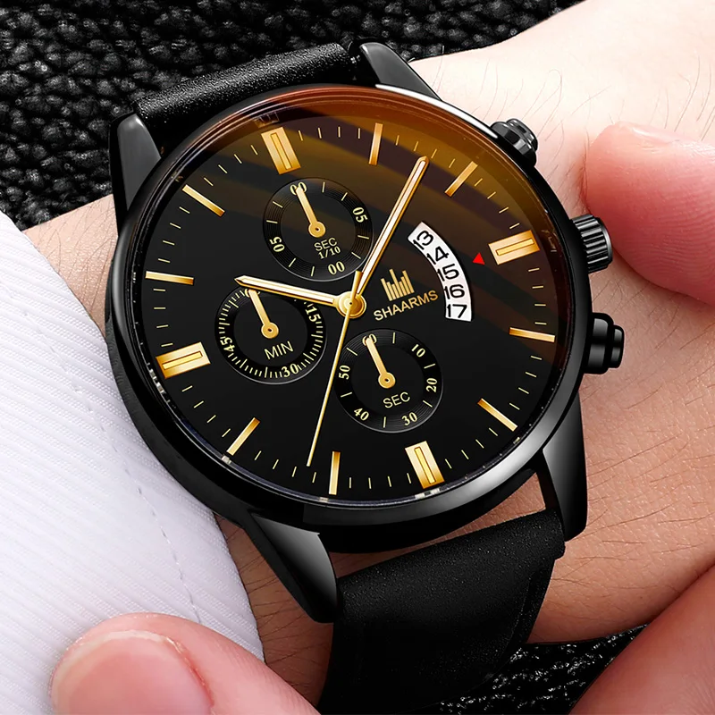 

Relogio Masculino uhr manner mode sport edelstahl rahmen lederband uhr quarz business uhr Reloj Hombre 2020