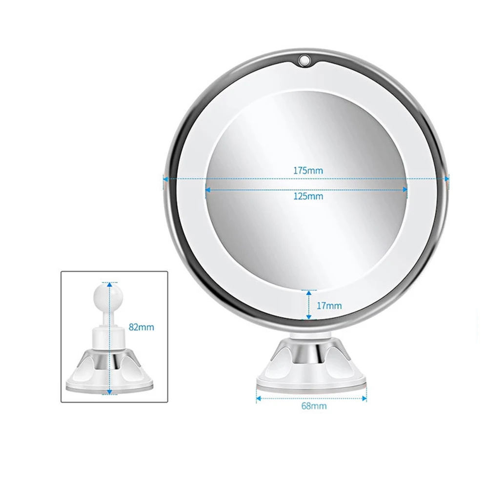 

Makeup Mirror LED Light 10X Magnifying Vanity Mirror Suction Cup 360 Degree Rotating LED Cosmetic Mirrors 10X miroir grossissant