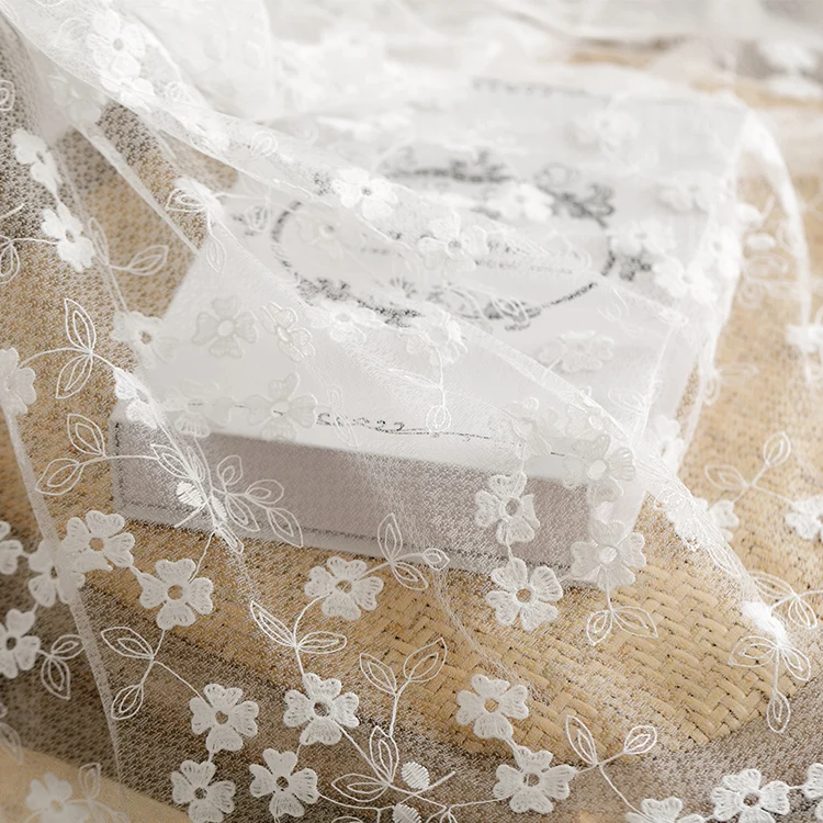 

one meter High grade soft gauze tissu Three dimensional embroidery fabric Wedding dress, skirt, costume, handwork fabrics