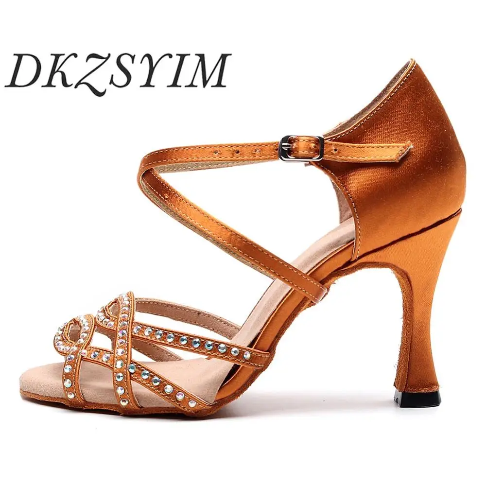 Женские туфли для латиноамериканских танцев DKZSYIM коричневые бальных Танго