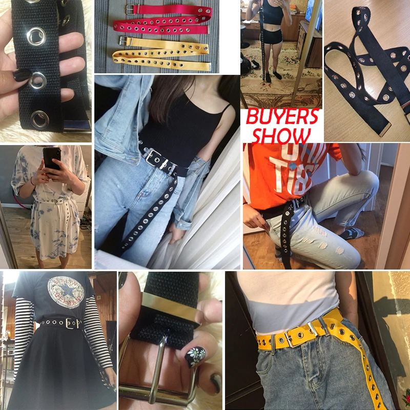 

Fashion Canvas Belt for Women Casual Female Waist Belts with Metal round hole Harajuku Solid Color Long Belts ceinture femme