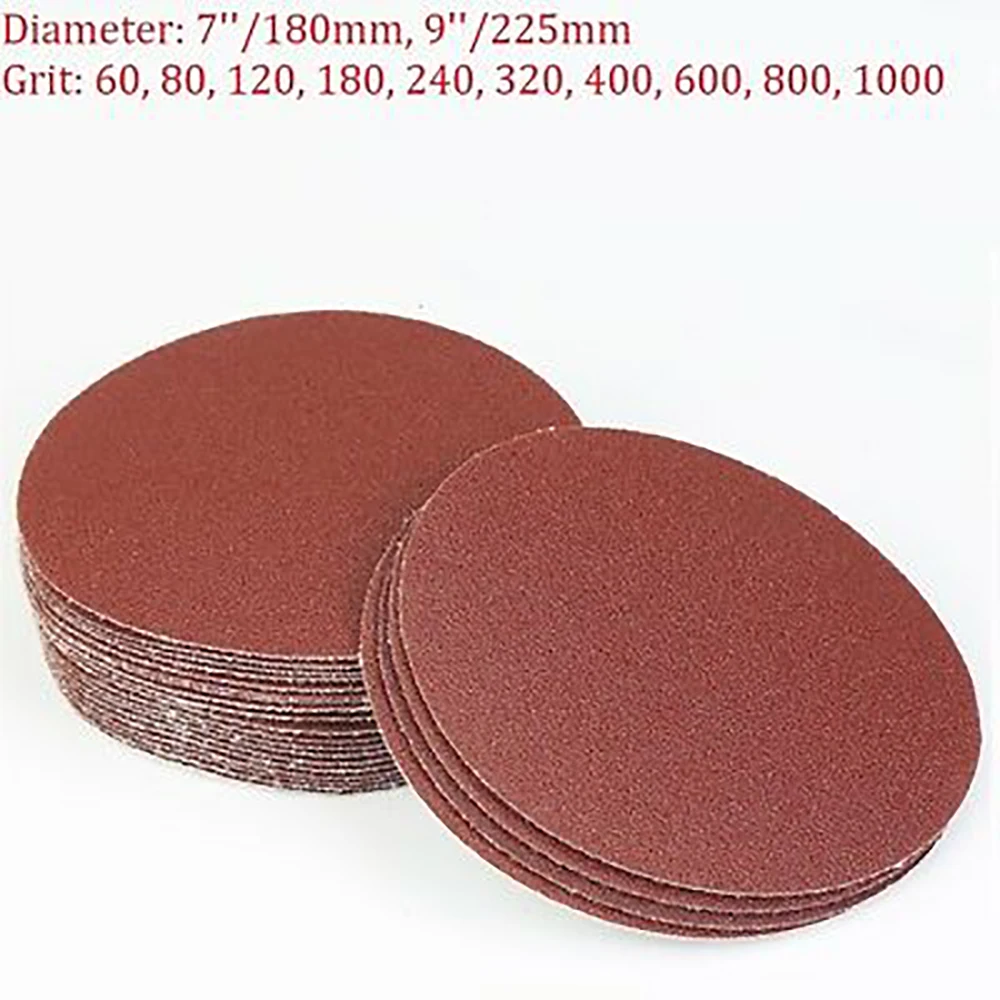 

5PCS 7'' 9'' Hook And Loop Sanding Disc 180mm 225mm Sandpaper Sander Pad Grit 60-1000