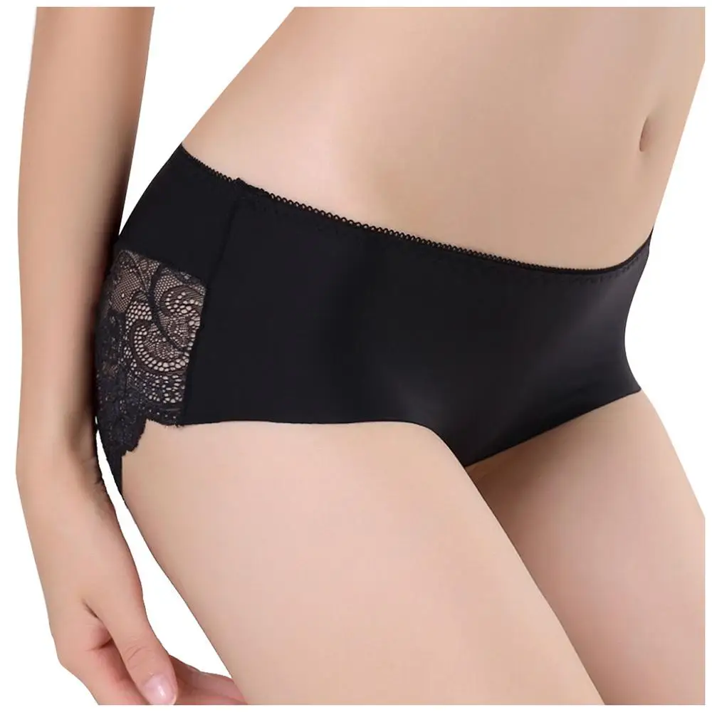 Hot Sale Ladies Invisible Sexy Breathable Solid Cotton Briefs Hollow Out Comfortable Ice Silk Fabric Transparent Lace Panties |