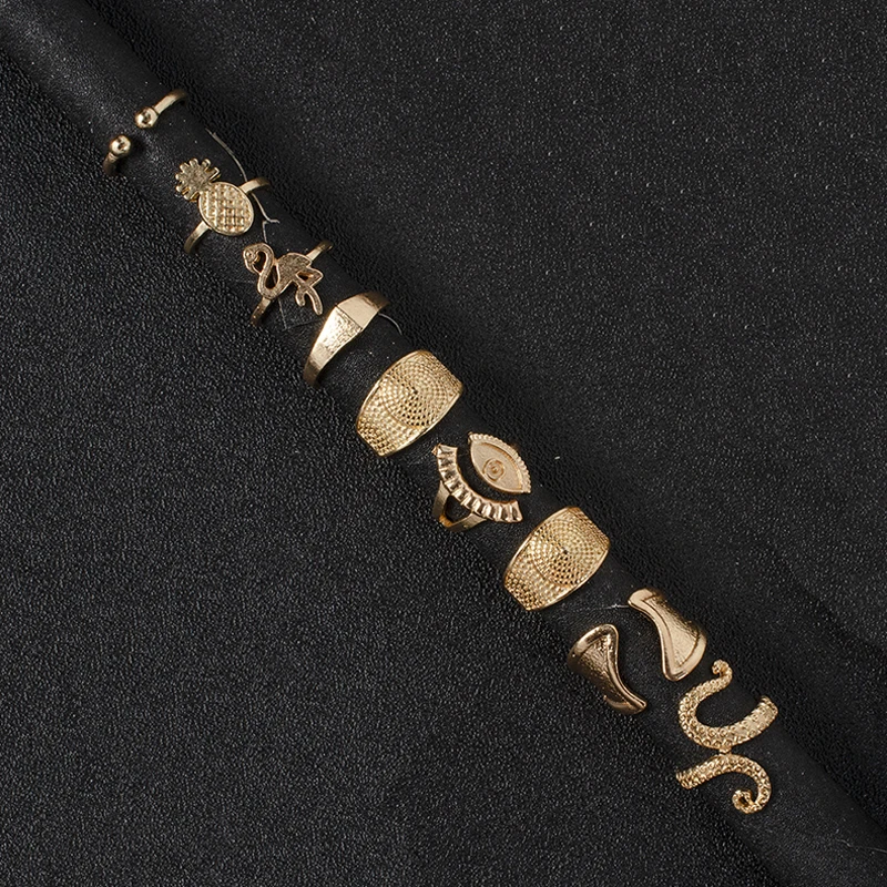 9 шт./компл. Ретро Кольца женские модные золотые Осьминог горчичный ананас глаз в