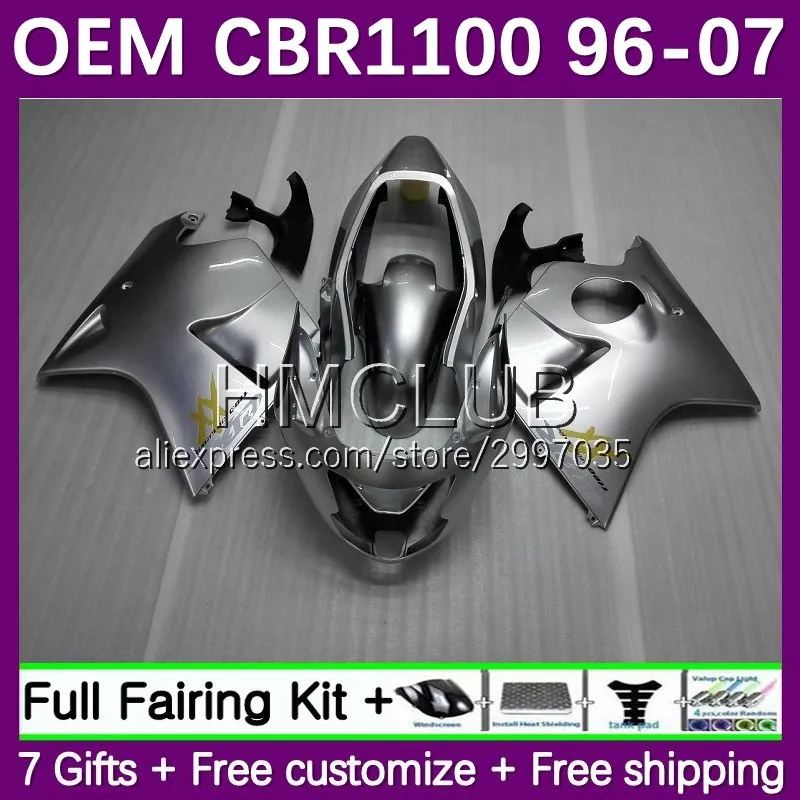 

Blackbird для HONDA CBR 1100 XX 1100XX глянцевый Серебряный CBR1100XX 96 97 98 99 01 21No.13 1996 2002 2003 2004 2005 2006 2007 обтекатель