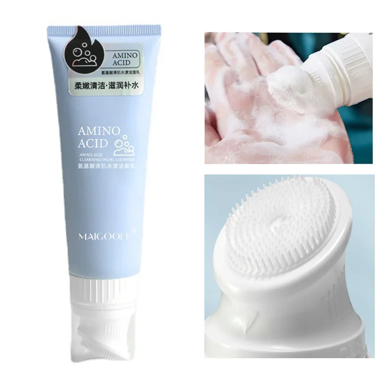 

Amino Acid Facial Cleanser With Brush Head Foaming Cleansing Blackhead Dirt Wash Massage Face Moisturizing Mild Skin Care Unisex