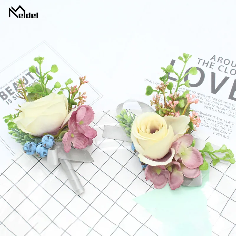 Мелдель красные розы свадебные корсажи и бутоньерки шелковые цветы корсаж