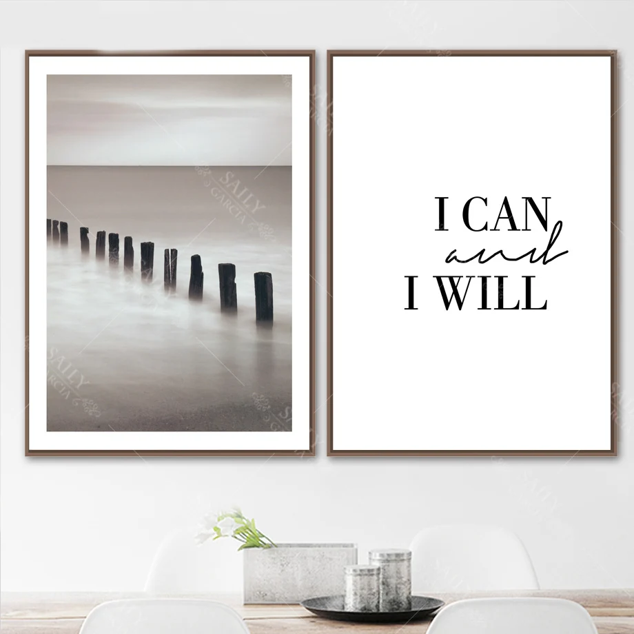 Могу я буду морской Nordic художественная работа с цитатами из плотной ткани