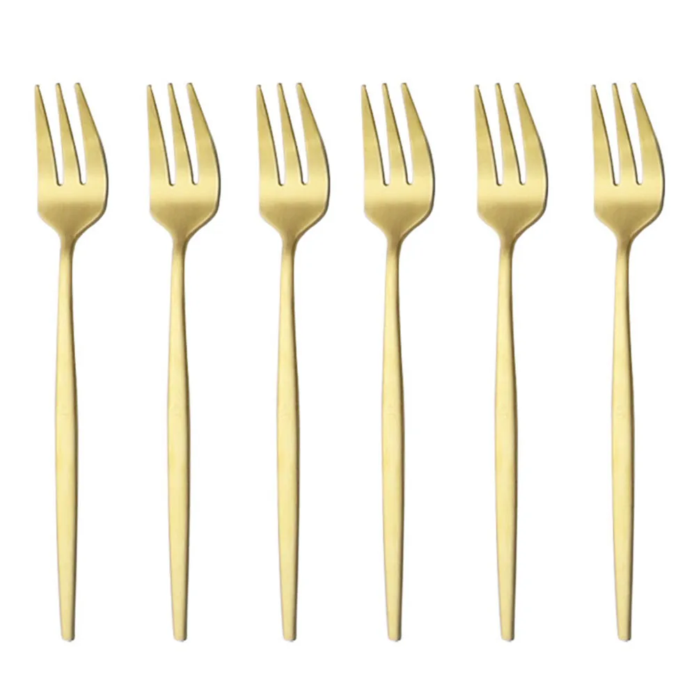 

6/12Pcs Gold Matte Tea Fork Set Stainless Steel Cutlery Set Tableware For Fruit Salad Flatware Kitchen Dessert Snack Cake Forks