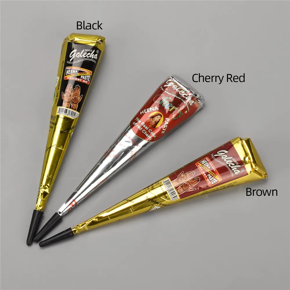 Индийская паста для татуировки хной черные коричневые красные конусы хны мужчин