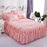 thicken bed linen skirt cotton sheets fitted winter mattress pad bedspread protector couple 2 seater bedding set and pillowcases
