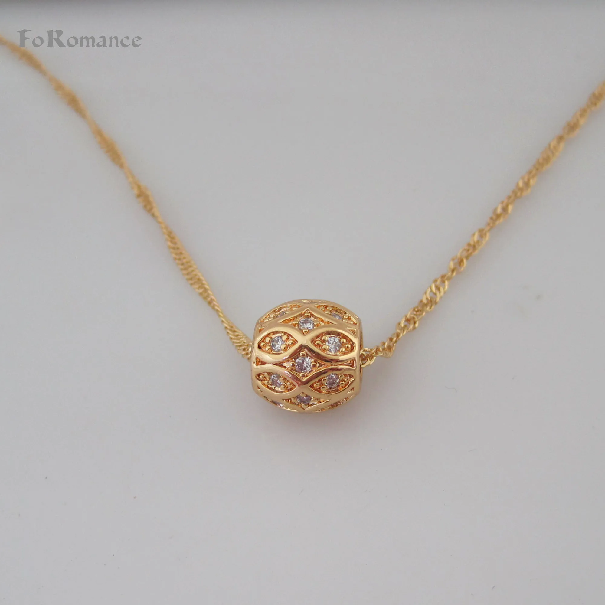 Ожерелье из желтого золота GP 18 &quotв форме водной волны и три вида бусин удачи с