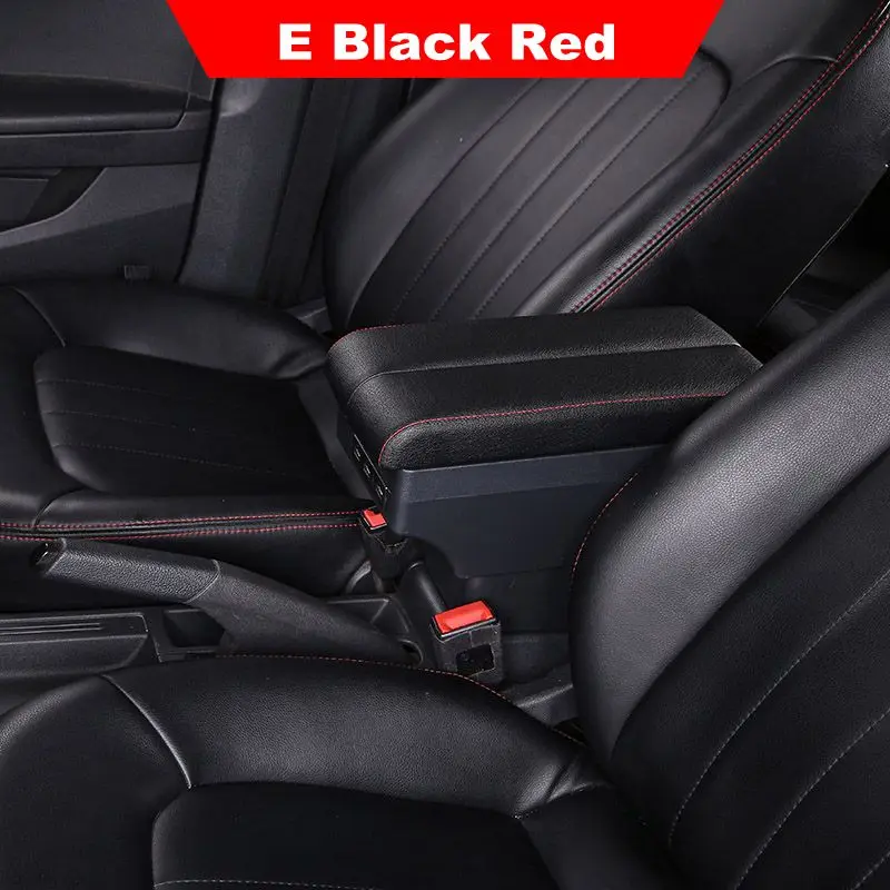 Ящик для хранения для Suzuki Swift 2005- подлокотник USB коробка с подстаканником аксессуары для салона автомобиля - Название цвета: E Black Red