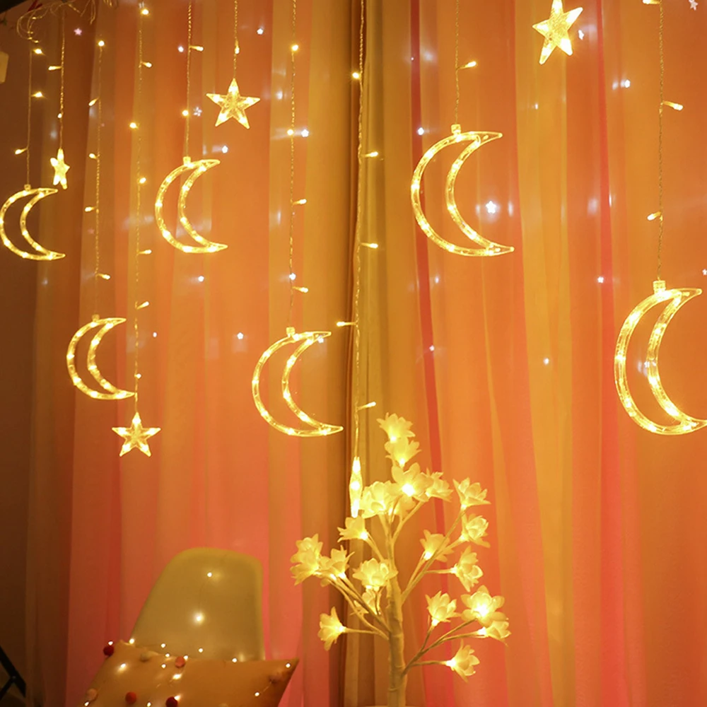 Moon Star Lamp LED String Light Ins Christmas Holiday Lighting Indoor Bedroom Living Room Window Decoration 220V Fairy | Лампы и