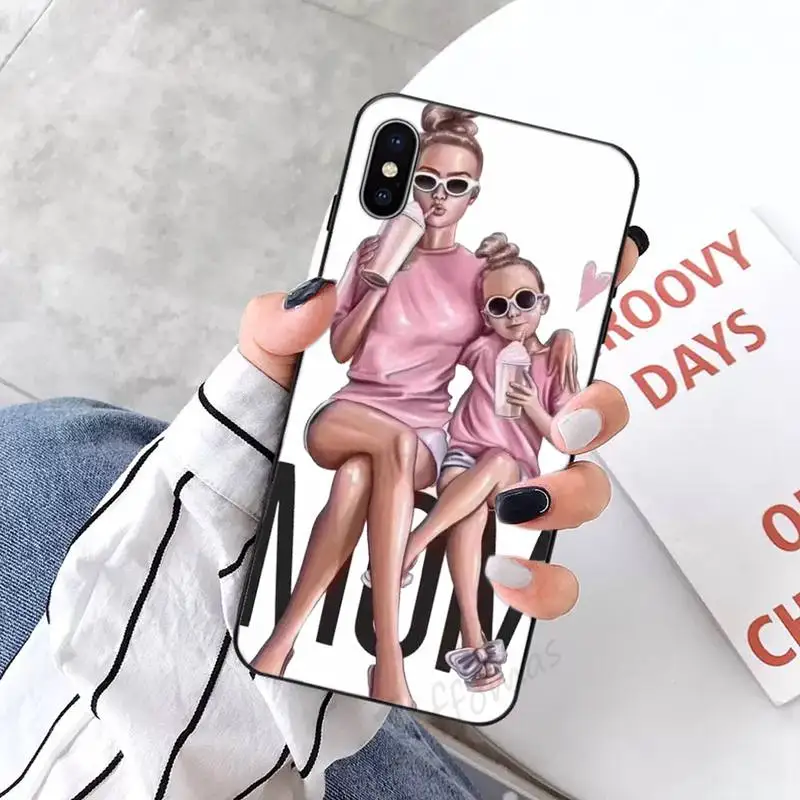 

Baby Super Mom Girl Phone Case Candy Color for iPhone 6 7 8 11 12 s mini pro X XS XR MAX Plus