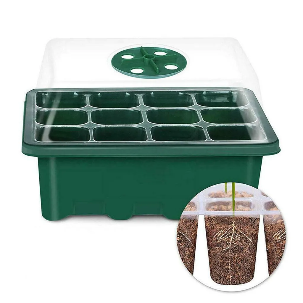 12 Holes Plant Seed Grows Box Nursery Seedling Starter Garden Yard Tray Insert Propagation Case Flower Pot Plug Trays | Дом и сад