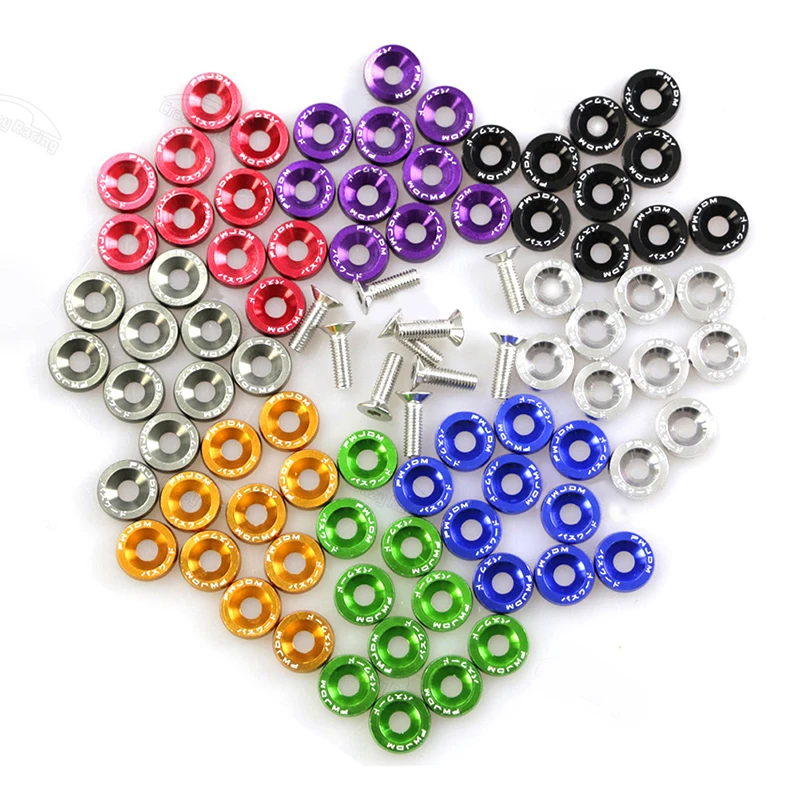 

10 Pcs/Set Aluminum Fender Washers Engine Bay Dress Up Kit M6 20mm Bolt/Screw