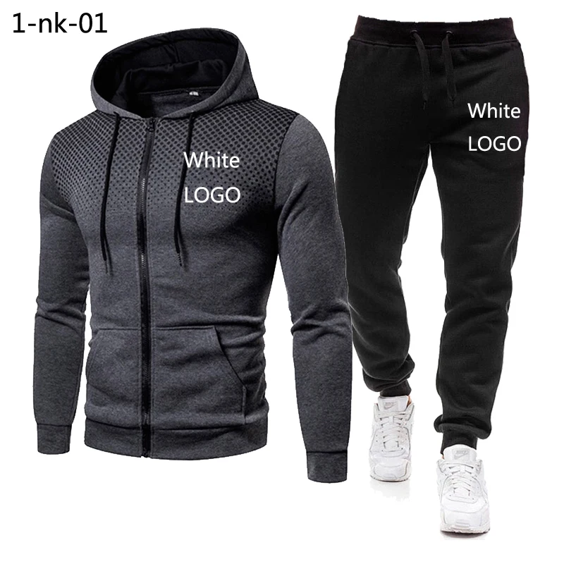 

Men's Winter Sports Casual Fitness Suit With Dots Hoodie Sweatshirt And Pants Mens Sports Long Sleeve Trouser Suit Male Sets