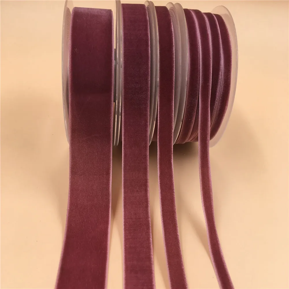 

6/9/15MM V645 Violet Nylon Single Face Velvet Ribbon,none stretch velour ribbons webbing DIY accessories