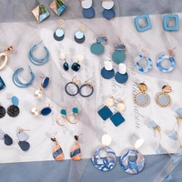 korean blue geometric acrylic resin drop earrings for women statement round square dangle earrings 2020 fashion brincos jewelry