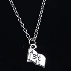 Новое модное ожерелье 11x11 мм Открытая книга abc Подвески короткое длинное женское мужское ожерелье подарок ювелирные изделия Чокер