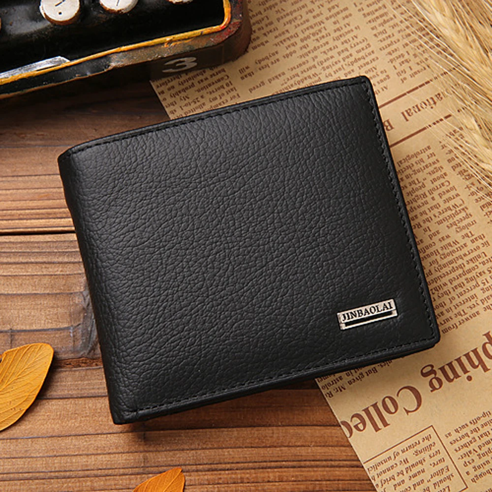 Роскошный кошелек из 100% натуральной кожи модный короткий двойной мужской
