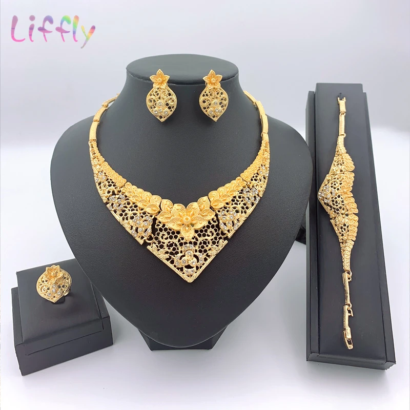 Роскошный набор золотого ожерелья для женщин Дубай золотые Ювелирные наборы