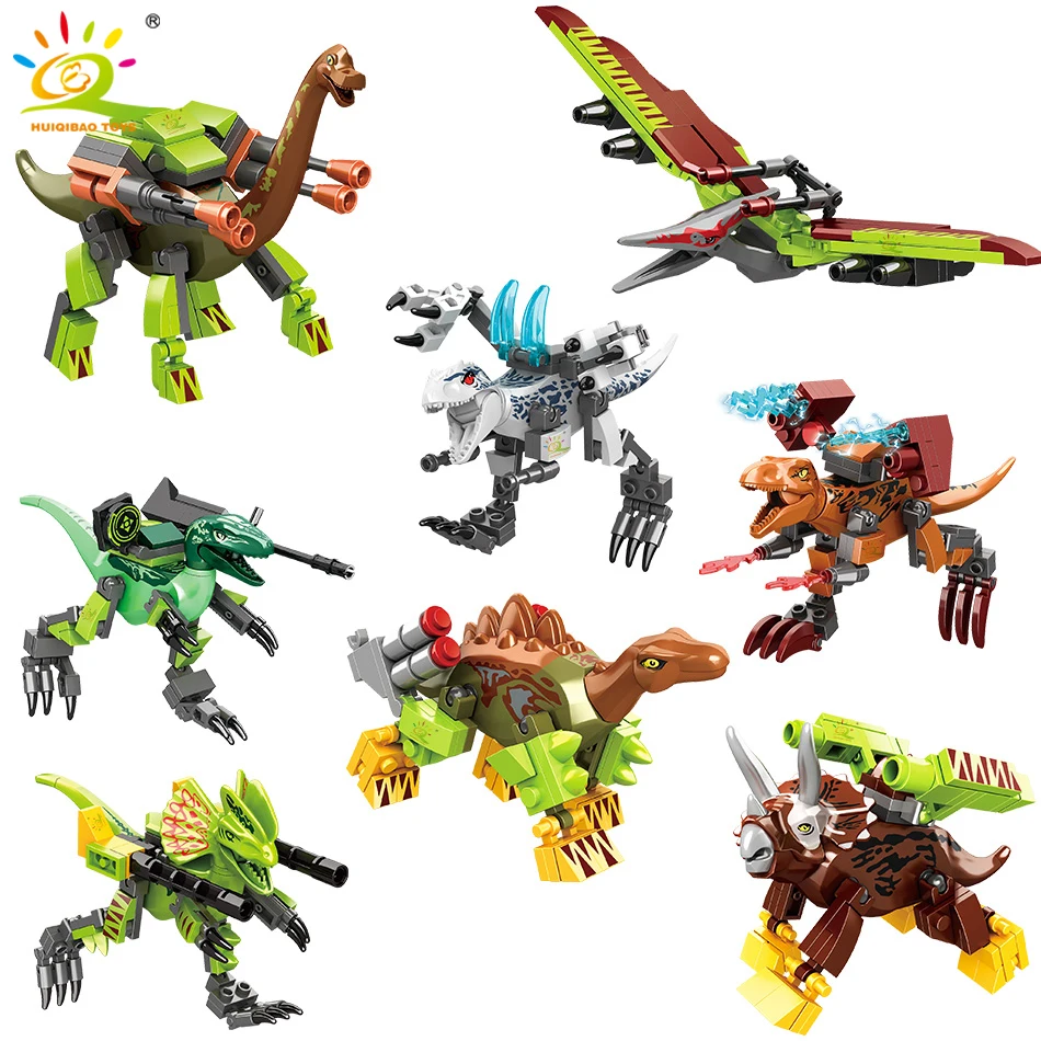 HUIQIBAO 631 шт Дракон меха мир строительные блоки динозавр Юрского периода