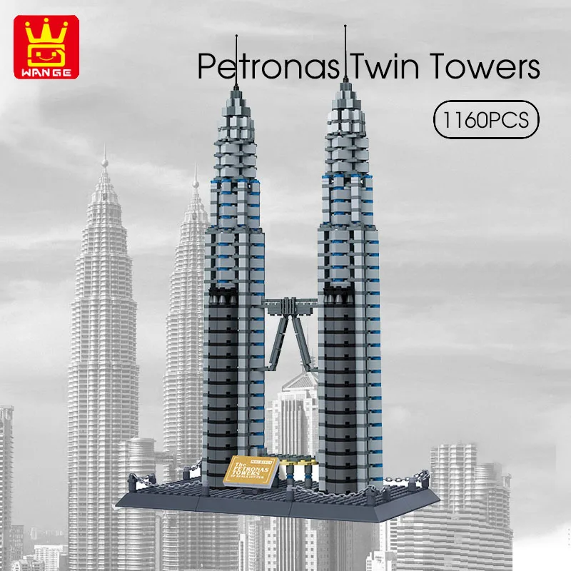 

Wange World Architecture Famous Petronas Twin Towers 3D Model Building Blocks Kit Bricks Educational Toys for Children Kids Gift