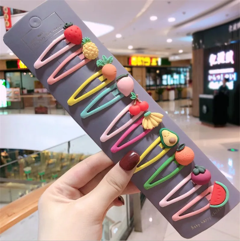 10pcs fruit mixed 10/15 шт/набор для девочек милые Мультяшные животные фрукты 5 см заколки для волос детские прекрасные заколки для волос Детские аксессуары для волос - Цвет: 10pcs fruit mixed