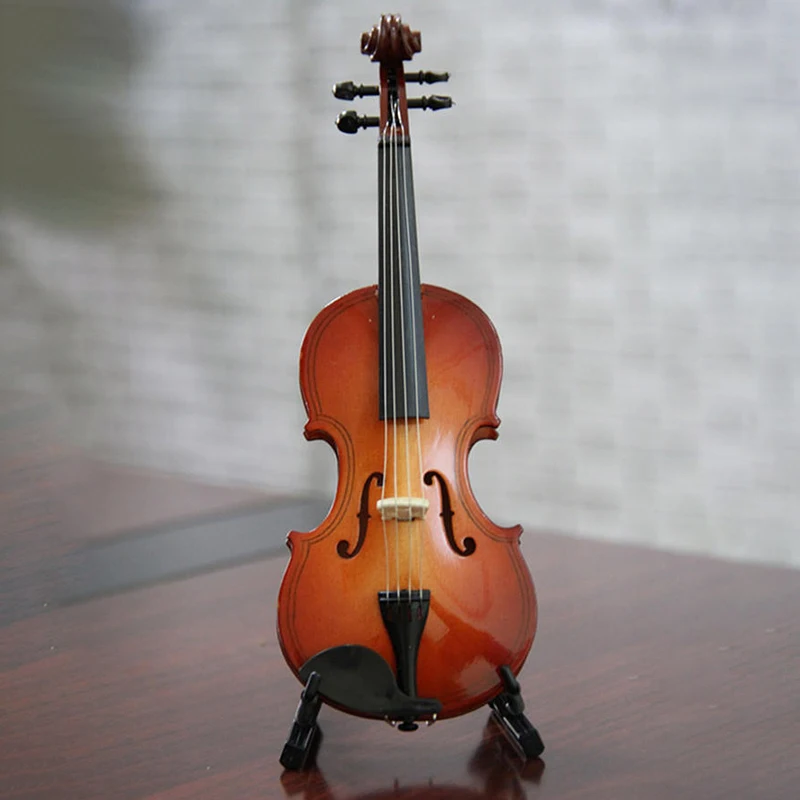 Миниатюрная модель скрипки Реплика с подставкой и чехол кукольный домик