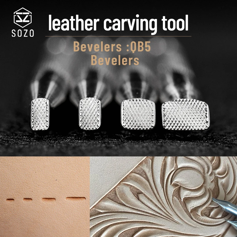 SOZO QB5 Leather Work Stamping Tool Eevelers Checkered Sheridan Saddle make Carving Pattern 304 Stainless streel Stamps