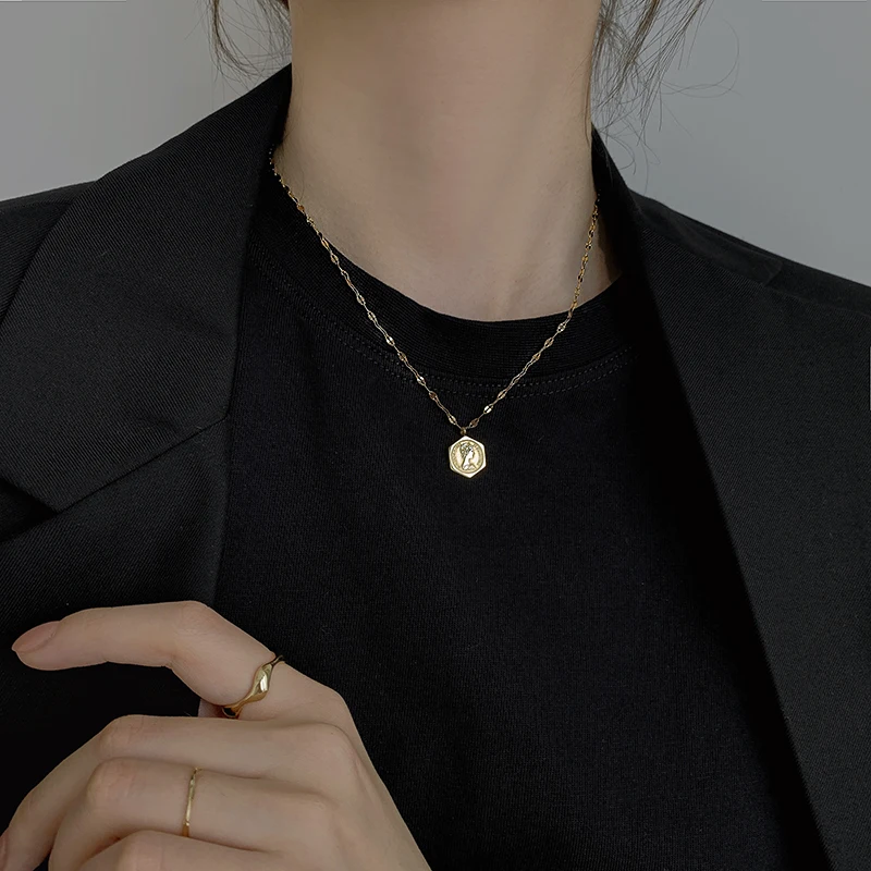 Цепочка с подвеской из титановой стали круглая подсветильник тарелка не