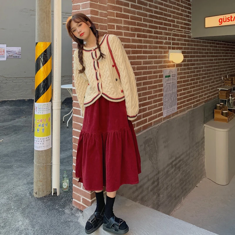 Женская юбка новинка 2021 корейский стиль элегантный однобортный Кардиган с
