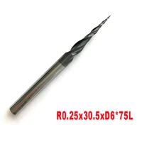 2 pieces r0 25r0 5r0 75r1r1 5r2xd630 575 hrc55 tungsten carbide taper ball nose end mill milling cutter cnc router bit