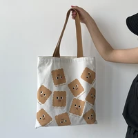 womens tote bag canvas shoulder bags 2021 girls shopper fashion casual large capacity cute cartoon cookie print kawaii handbags