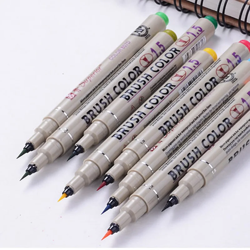 12 шт. цветов ручка для каллиграфии с микрокистью 1 5 рисования мультфильмов|brush