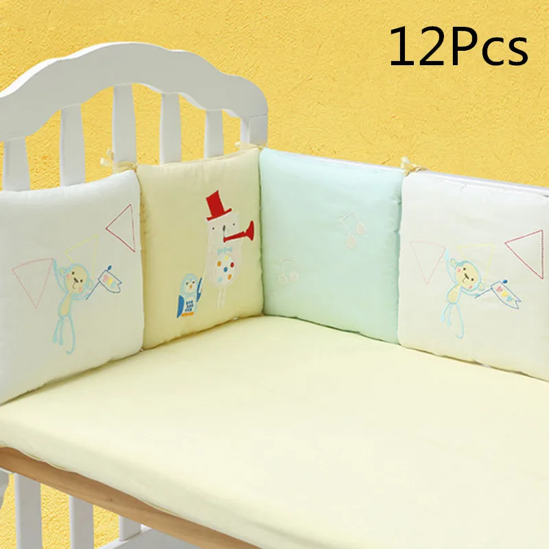 Yellow 12Pcs 6 шт./12 шт. Детская кровать бампер Комплект Детская кровать детская кроватка защитный бампер для новорожденных Детская кроватка бампер в обувь для малышей Комплект постельного белья - Цвет: Yellow 12Pcs