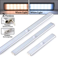 6 10 LEDs Cabinet Light Battery Wireless USB Under PIR Motion Sensor Light For Kitchen Cabinet Wardrobe Lamp 50CM