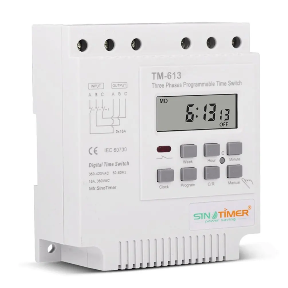 Трехфазный таймер SINOTIMER TM613 380 В программируемый цифровой Интеллектуальный 7 дней