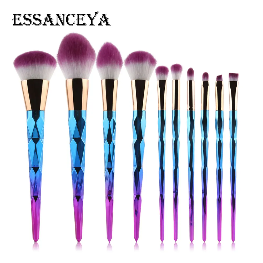 ESSANCEYA-профессиональный набор кисточек для макияжа с ручкой в виде радуги