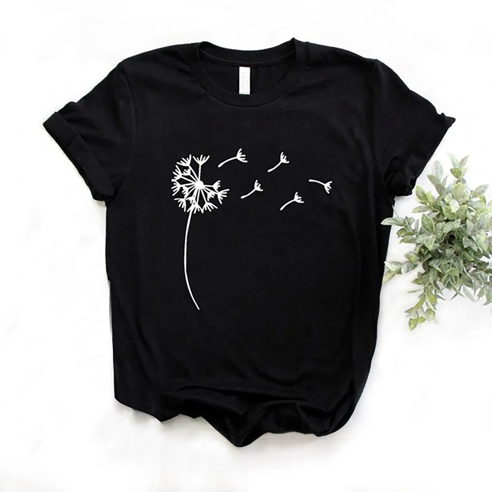 

Fashion Wildflower Dandelion Print Women tshirt Cotton Casual Funny t shirt Gift For Lady Yong Girl Top Tee