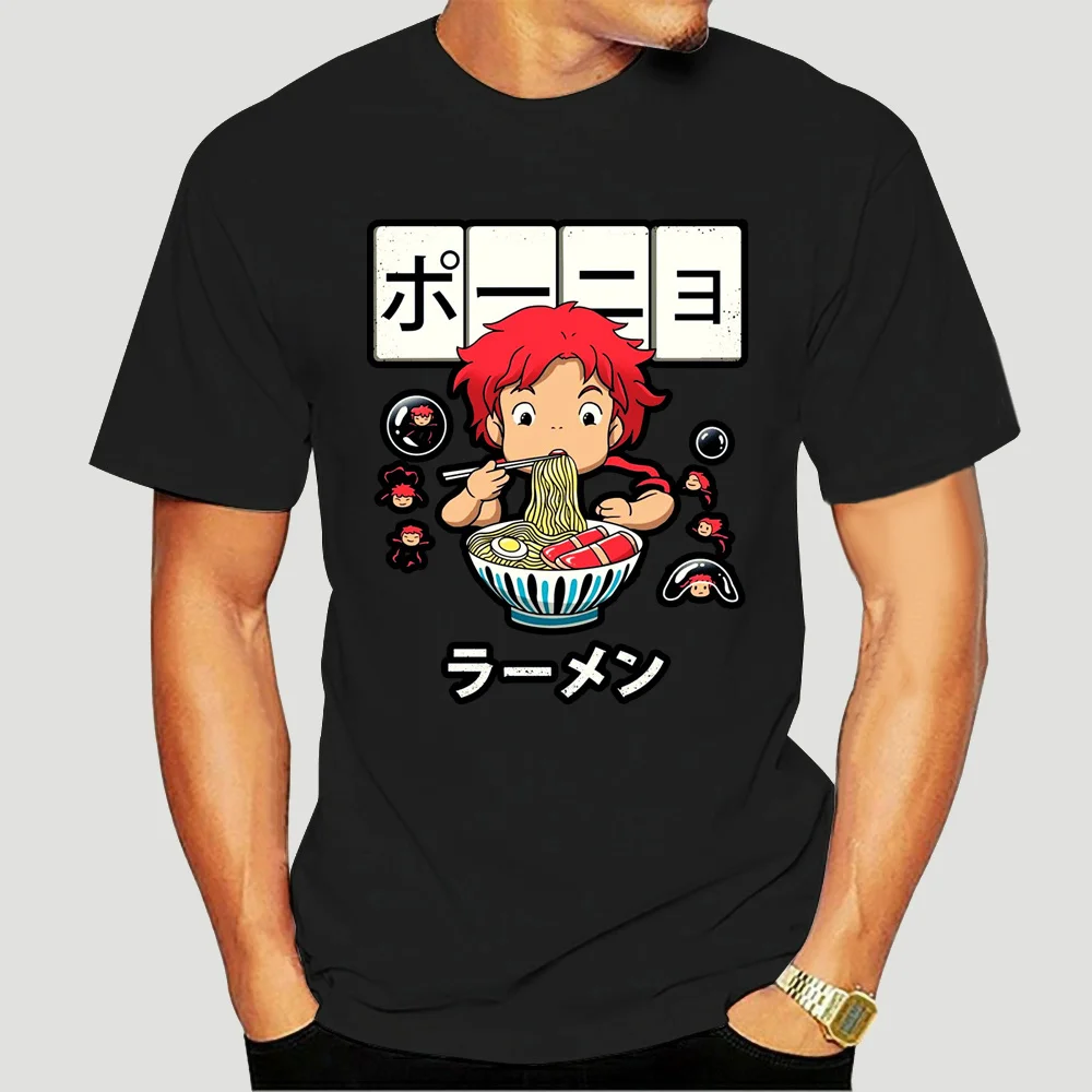 

Ponyo Goldfish Ramen Men'S T Shirt Top Tee 100% Cotton Humor Men Crewneck Tee Shirts 8929X