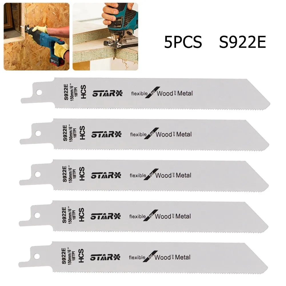 

5pc 150mm S922E Reciprocating Saw Blade High Carbon Steel 18TPI Saw Blade For Metal Profile PVC Pipe Wood Cutting