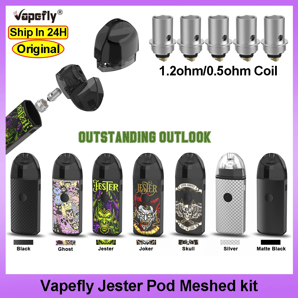 Vape Pod Kit Vapefly Jester 1000mAh 2ml Mesh Rebuildable Dripping kit electronic cigarette vape vs zero pod/Caliburn | Электроника